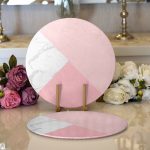 Realhomes Pastel Zeminli Geometrik Desenli Dijital Baskılı Modern 2'li Yuvarlak Servis Altlığı - Supla Realhomes