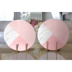 Realhomes Pastel Zeminli Geometrik Desenli Dijital Baskılı Modern 2'li Yuvarlak Servis Altlığı - Supla Realhomes