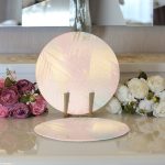 - Supla2li-7978-Gorsel3 - Realhomes  Realhomes Pastel Zemin Üzerinde Gold Detaylı Yaprak Desenli Modern 2'li Yuvarlak Servis Altlığı - Supla Realhomes