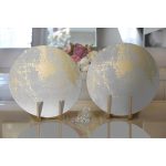 Realhomes Pastel Zemin Geometrik Desenli Gold Detaylı Dijital Baskılı Modern 2'li Yuvarlak Servis Altlığı - Supla Realhomes