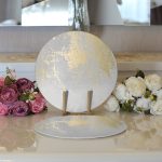 Realhomes Pastel Zemin Geometrik Desenli Gold Detaylı Dijital Baskılı Modern 2'li Yuvarlak Servis Altlığı - Supla Realhomes