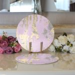 - Supla2li-7988-Gorsel3 - Realhomes  Realhomes Pastel Zemin Üzerinde Gold Detaylı Geometrik Desenli 2'li Yuvarlak Servis Altlığı - Supla Realhomes