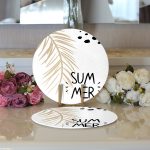 - Supla2li-7994-Gorsel3 - Realhomes Realhomes Beyaz Zemin Üzerinde Gold Detaylı Yaprak Desenli Modern 2'li Yuvarlak Servis Altlığı - Supla Realhomes