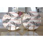 Realhomes Beyaz Zemin Üzerinde Gold Detaylı Yaprak Desenli Modern 2'li Yuvarlak Servis Altlığı - Supla Realhomes