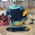 - Supla2li-8011-Gorsel1 - Realhomes Realhomes Renkli Zeminli Pastel Yaprak Desenli Dijital Baskılı Modern 2'li Yuvarlak Servis Altlığı - Supla Realhomes