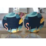 - Supla2li-8011-Gorsel2 - Realhomes Realhomes Renkli Zeminli Pastel Yaprak Desenli Dijital Baskılı Modern 2'li Yuvarlak Servis Altlığı - Supla Realhomes