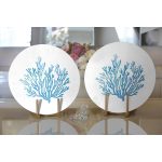 Realhomes Beyaz Zemin Üzerinde Renkli Deniz Yıldızı Desenli Modern 2'li Yuvarlak Servis Altlığı - Supla Realhomes