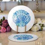 Realhomes Beyaz Zemin Üzerinde Renkli Deniz Otu Desenli Dijital Baskılı Modern 2'li Yuvarlak Servis Altlığı - Supla Realhomes