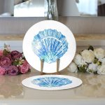 Realhomes Beyaz Zemin Üzerinde Renkli Deniz Otu Desenli Dijital Baskılı Modern 2'li Yuvarlak Servis Altlığı - Supla Realhomes