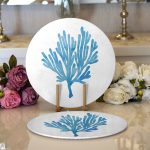 - Supla2li-8024-Gorsel1 - Realhomes  Realhomes Beyaz Zemin Üzerinde Pastel Renkli Yaprak Desenli Modern 2'li Yuvarlak Servis Altlığı - Supla Realhomes