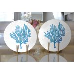 - Supla2li-8024-Gorsel2 - Realhomes  Realhomes Beyaz Zemin Üzerinde Pastel Renkli Yaprak Desenli Modern 2'li Yuvarlak Servis Altlığı - Supla Realhomes