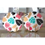 - Supla2li-8062-Gorsel2 - Realhomes  Realhomes Beyaz Zeminli Renkli Yaprak Desenli Dijital Baskılı Modern 2'li Yuvarlak Servis Altlığı - Supla Realhomes