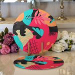 - Supla2li-8063-Gorsel1 - Realhomes Realhomes Renkli Zeminli Geometrik Desenli Dijital Baskılı Modern 2'li Yuvarlak Servis Altlığı - Supla Realhomes