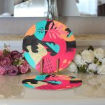 - Supla2li-8063-Gorsel3 - Realhomes Realhomes Renkli Zeminli Geometrik Desenli Dijital Baskılı Modern 2'li Yuvarlak Servis Altlığı - Supla Realhomes