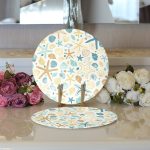 Realhomes Renkli Zeminli Deniz Yıldızı Desenli Dijital Baskılı Modern 2'li Yuvarlak Servis Altlığı - Supla Realhomes