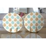 Realhomes Renkli Zeminli Deniz Kabuğu Desenli Dijital Baskılı Modern 2'li Yuvarlak Servis Altlığı - Supla Realhomes