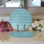 - Supla2li-8082-Gorsel3 - Realhomes  Realhomes Renkli Zeminli Deniz Kabuğu Desenli Dijital Baskılı Modern 2'li Yuvarlak Servis Altlığı - Supla Realhomes