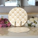 - Supla2li-8084-Gorsel3 - Realhomes Realhomes Renkli Zeminli Deniz Kabuğu Desenli Dijital Baskılı Modern 2'li Yuvarlak Servis Altlığı - Supla Realhomes