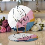 - Supla2li-8087-Gorsel1 - Realhomes Realhomes Rengarenk Zemin Üzerinde Pastel Desenli Çiçek Motifli Modern 2'li Yuvarlak Servis Altlığı - Supla Realhomes