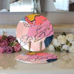 - Supla2li-8088-Gorsel3 - Realhomes Realhomes Rengarenk Zemin Üzerinde Pastel Desenli Çiçek Motifli Modern 2'li Yuvarlak Servis Altlığı - Supla Realhomes