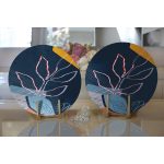 Realhomes Rengarenk Zemin Üzerinde Pastel Desenli Çiçek Motifli Modern 2'li Yuvarlak Servis Altlığı - Supla Realhomes