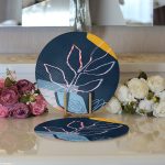 Realhomes Rengarenk Zemin Üzerinde Pastel Desenli Çiçek Motifli Modern 2'li Yuvarlak Servis Altlığı - Supla Realhomes