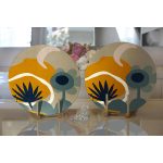 - Supla2li-8096-Gorsel2 - Realhomes Realhomes Renkli Zemin Üzerinde Yaprak Desenli Dijital Baskılı Modern 2'li Yuvarlak Servis Altlığı - Supla Realhomes