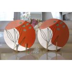 - Supla2li-8116-Gorsel2 - Realhomes  Realhomes Pastel Zemin Üzerinde Yaprak Desenli Dijital Baskılı Modern 2'li Yuvarlak Servis Altlığı - Supla Realhomes