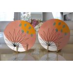 - Supla2li-8121-Gorsel2 - Realhomes Realhomes Pastel Zemin Üzerinde Yaprak Desenli Dijital Baskılı Modern 2'li Yuvarlak Servis Altlığı - Supla Realhomes