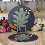 Realhomes Pastel Zemin Üzerinde Çiçek Desenli Dijital Baskılı Modern 2'li Yuvarlak Servis Altlığı - Supla Realhomes