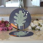 Realhomes Pastel Zemin Üzerinde Çiçek Desenli Dijital Baskılı Modern 2'li Yuvarlak Servis Altlığı - Supla Realhomes