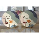 Realhomes Pastel Zemin Üzerinde Onedraw Çizimli Bayan Silüeti 2'li Yuvarlak Servis Altlığı - Supla Realhomes