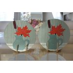 Realhomes Pastel Zemin Üzerinde Vazo Desenli Dijital Baskılı Modern 2'li Yuvarlak Servis Altlığı - Supla Realhomes