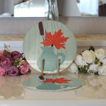 Realhomes Pastel Zemin Üzerinde Vazo Desenli Dijital Baskılı Modern 2'li Yuvarlak Servis Altlığı - Supla Realhomes