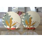 - Supla2li-8128-Gorsel2 - Realhomes Realhomes Pastel Zemin Üzerinde Yaprak Desenli Dijital Baskılı Modern 2'li Yuvarlak Servis Altlığı - Supla Realhomes