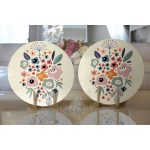 - Supla2li-8136-Gorsel2 - Realhomes Realhomes Pastel Zeminli Rengarenk Çiçek Desenli Dijital Baskılı Modern 2'li Yuvarlak Servis Altlığı - Supla Realhomes