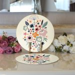 - Supla2li-8136-Gorsel3 - Realhomes Realhomes Pastel Zeminli Rengarenk Çiçek Desenli Dijital Baskılı Modern 2'li Yuvarlak Servis Altlığı - Supla Realhomes