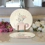 - Supla2li-8138-Gorsel3 - Realhomes  Realhomes Pastel Zemin Üzerinde Yaprak Desenli Dijital Baskılı Modern 2'li Yuvarlak Servis Altlığı - Supla Realhomes