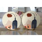 Realhomes Pastel Zemin Üzerinde Vazo Desenli Dijital Baskılı Modern 2'li Yuvarlak Servis Altlığı - Supla Realhomes