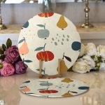 Realhomes Pastel Zeminli Renkli Meyva Desenli Dijital Baskılı Modern 2'li Yuvarlak Servis Altlığı - Supla Realhomes