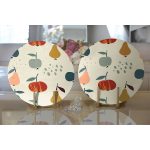 Realhomes Pastel Zeminli Renkli Meyva Desenli Dijital Baskılı Modern 2'li Yuvarlak Servis Altlığı - Supla Realhomes