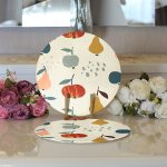 Realhomes Pastel Zeminli Renkli Meyva Desenli Dijital Baskılı Modern 2'li Yuvarlak Servis Altlığı - Supla Realhomes