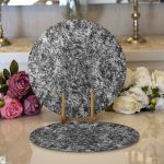 Realhomes Beyaz Zemin Üzerinde Siyah Mermer Desenli 2'li Yuvarlak Servis Altlığı - Supla Realhomes