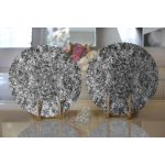 Realhomes Beyaz Zemin Üzerinde Siyah Mermer Desenli 2'li Yuvarlak Servis Altlığı - Supla Realhomes