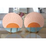 - Supla2li-8151-Gorsel2 - Realhomes  Realhomes Pastel Zemin Üzerinde Güneş Desenli Dijital Baskılı Modern 2'li Yuvarlak Servis Altlığı - Supla Realhomes