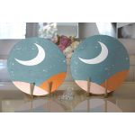 - Supla2li-8152-Gorsel2 - Realhomes Realhomes Pastel Zemin Üzerinde Ay Desenli Dijital Baskılı Modern 2'li Yuvarlak Servis Altlığı - Supla Realhomes