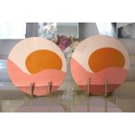 - Supla2li-8153-Gorsel2 - Realhomes  Realhomes Pastel Zemin Üzerinde Güneş Desenli Dijital Baskılı Modern 2'li Yuvarlak Servis Altlığı - Supla Realhomes