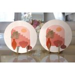 - Supla2li-8156-Gorsel2 - Realhomes Realhomes Pastel Zemin Üzerinde Güneş Desenli Dijital Baskılı Modern 2'li Yuvarlak Servis Altlığı - Supla Realhomes