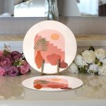 - Supla2li-8156-Gorsel3 - Realhomes Realhomes Pastel Zemin Üzerinde Güneş Desenli Dijital Baskılı Modern 2'li Yuvarlak Servis Altlığı - Supla Realhomes