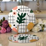 Realhomes Beyaz Zemin Üzerinde Yaprak Desenli Dijital Baskılı Modern 2'li Yuvarlak Servis Altlığı - Supla Realhomes